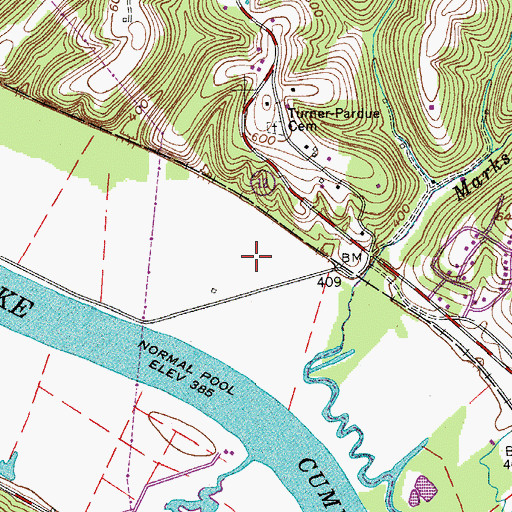 Topographic Map of WAJN-AM (Ashland City), TN