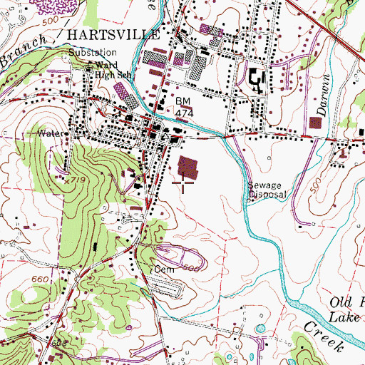 Topographic Map of WJKM-AM (Hartsville), TN
