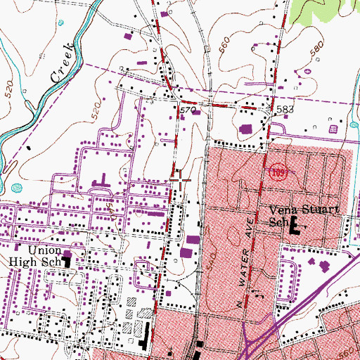 Topographic Map of WAMG-AM (Gallatin), TN