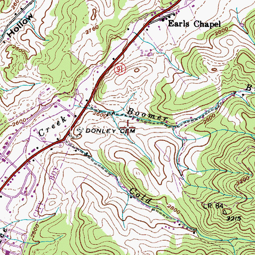 Topographic Map of WMCT-AM (Mountain City), TN
