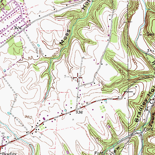 Topographic Map of WEEN-AM (Lafayette), TN