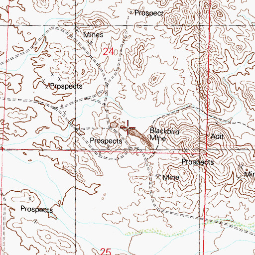 Topographic Map of Blackbird Mine, AZ