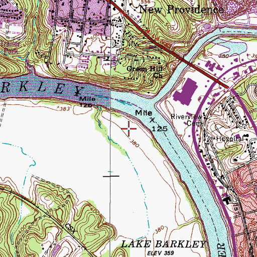 Topographic Map of WKVL-AM (Clarksville), TN