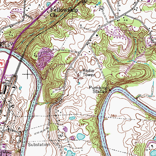 Topographic Map of WDXN-AM (Clarksville), TN
