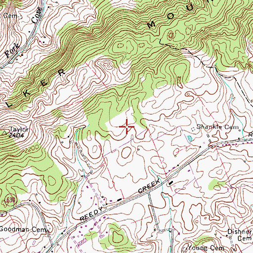 Topographic Map of WBCV-AM (Bristol), TN