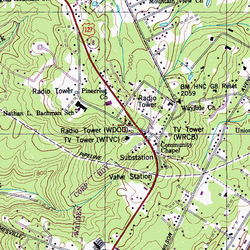Topographic Map of WCSO-FM (Signal Mountain), TN