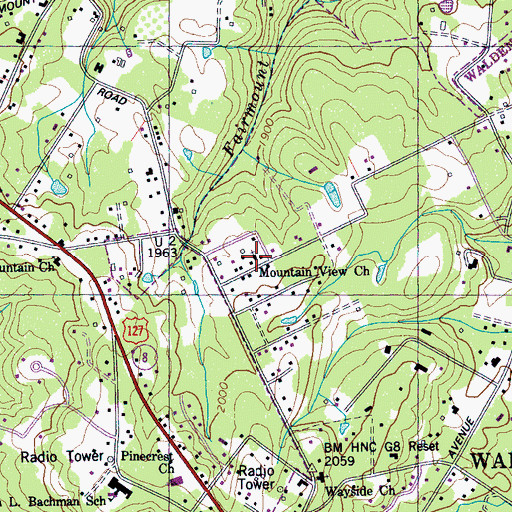 Topographic Map of WDYN-FM (Chattanooga), TN