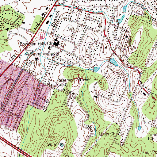 Topographic Map of WLCY-FM (Cleveland), TN