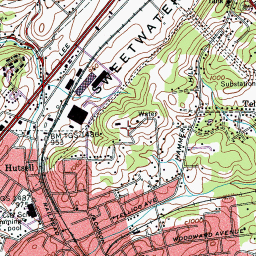 Topographic Map of WJSQ-FM (Athens), TN