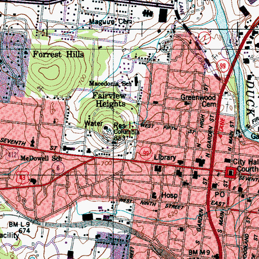 Topographic Map of WKOM-FM (Columbia), TN