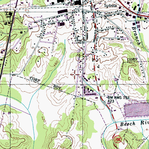 Topographic Map of WZLT-FM (Lexington), TN