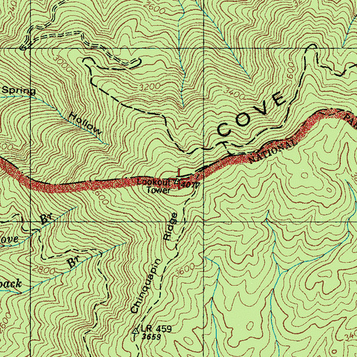 Topographic Map of WVTN-FM (Gatlinburg), TN