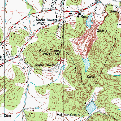 Topographic Map of WJKZ-FM (Franklin), TN