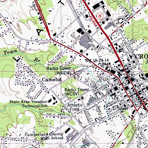 Topographic Map of WXVL-FM (Crossville), TN