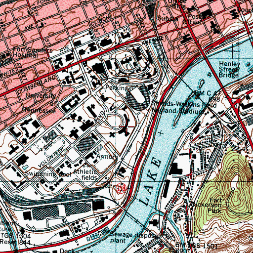 Topographic Map of WUTK-FM (Knoxville), TN