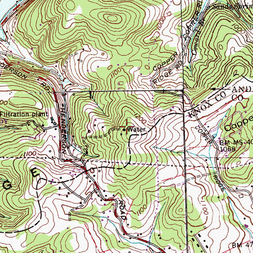 Topographic Map of WETQ-FM (Oak Ridge), TN