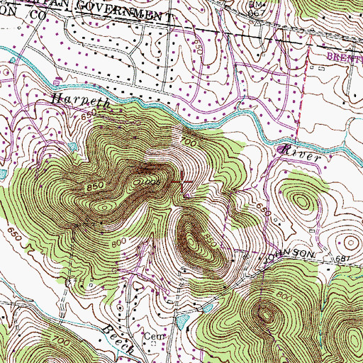 Topographic Map of WJYN-FM (Nashville), TN