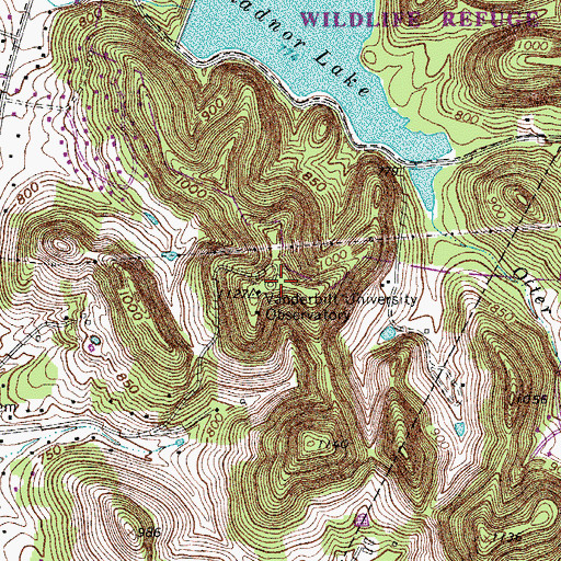 Topographic Map of WRVU-FM (Nashville), TN