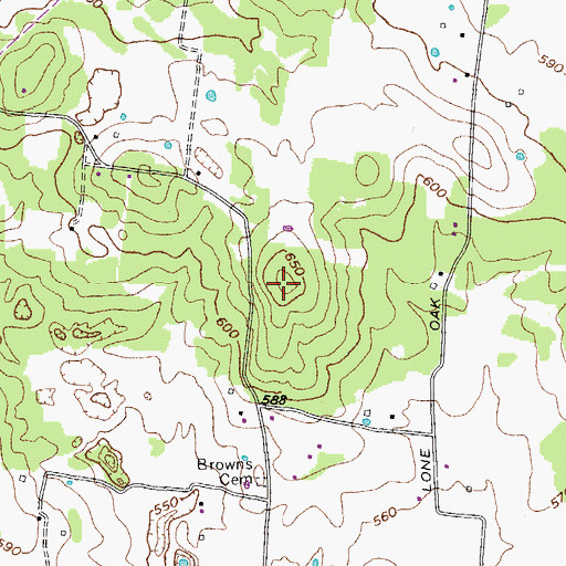 Topographic Map of WKOS-FM (Murfreesboro), TN