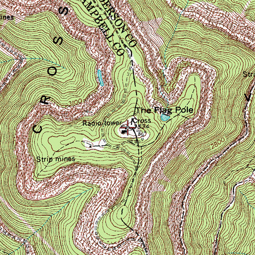Topographic Map of WOKI-FM (Oak Ridge), TN