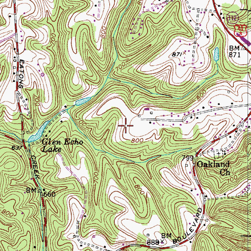 Topographic Map of WZEZ-FM (Nashville), TN
