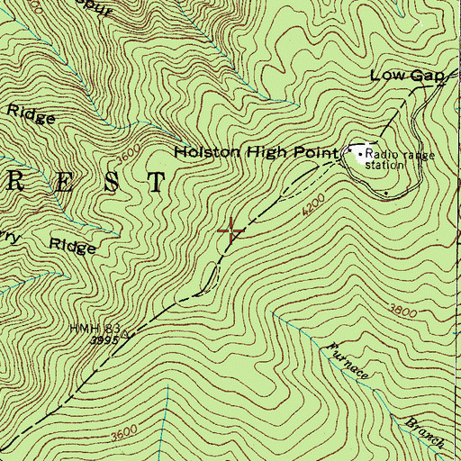 Topographic Map of WHCB-FM (Bristol), TN