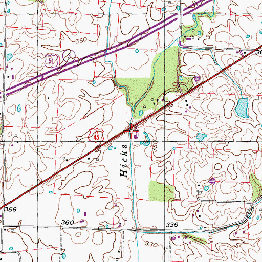 Topographic Map of WALR-FM (Union City), TN