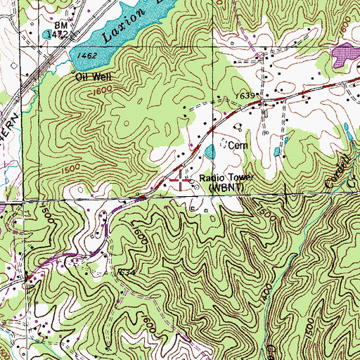 Topographic Map of WBNT-FM (Oneida), TN