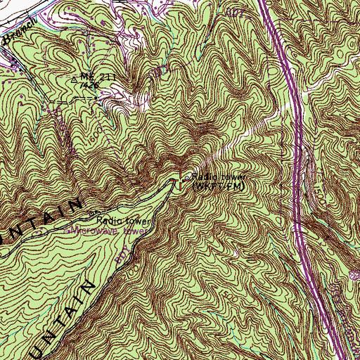 Topographic Map of WTFM-FM (Kingsport), TN