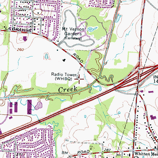 Topographic Map of WHBQ-TV (Memphis), TN