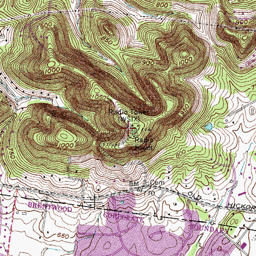Topographic Map of WNGE-TV (Nashville), TN