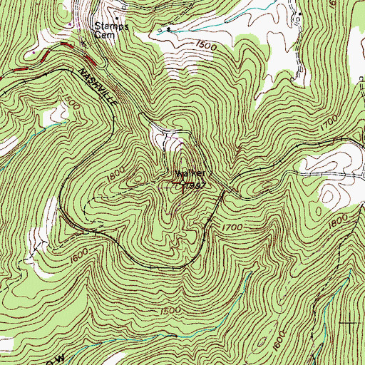 Topographic Map of WCTE-TV (Cookeville), TN