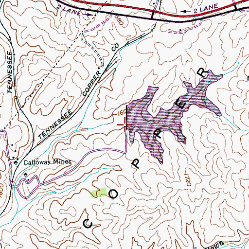 Topographic Map of Gypsum Dam, TN
