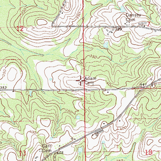 Topographic Map of Adam Cemetery, AL