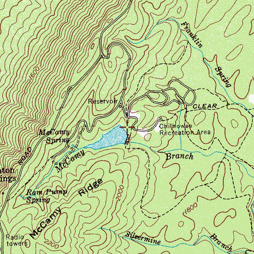 Topographic Map of McCamy Dam, TN