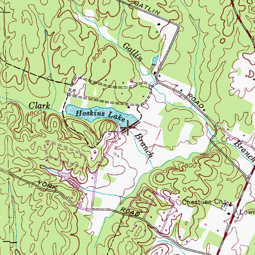 Topographic Map of Hoskins Dam, TN