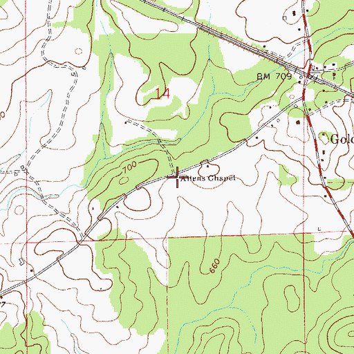 Topographic Map of Allens Chapel, AL