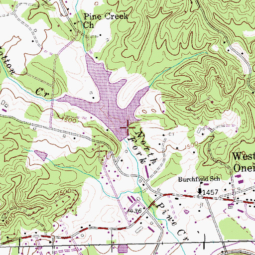 Topographic Map of Pine Creek Number Four Dam, TN