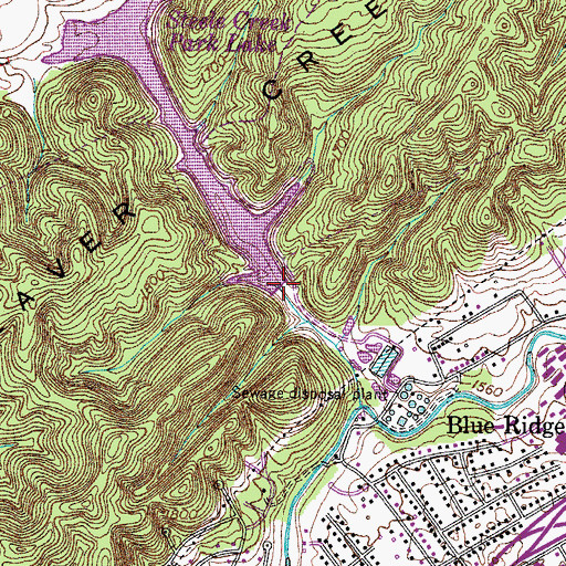 Topographic Map of Steel Creek Dam, TN