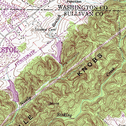 Topographic Map of Taylor Dam, TN