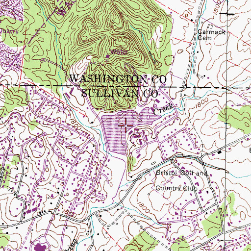 Topographic Map of Middlebrook Lake, TN