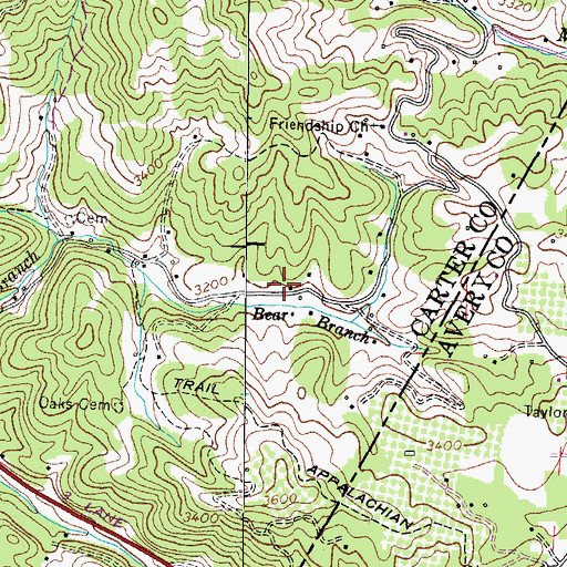 Topographic Map of Buck Mountain School (historical), TN
