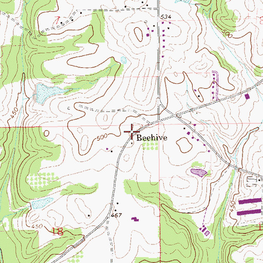 Topographic Map of Beehive, AL