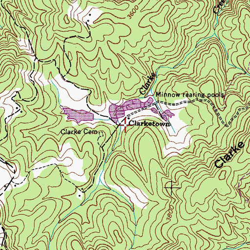 Topographic Map of Clarketown School (historical), TN
