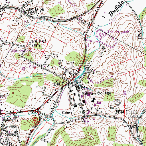 Topographic Map of Emmanuel School of Religion, TN