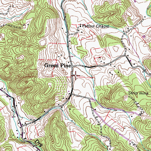 Topographic Map of Green Pine School (historical), TN