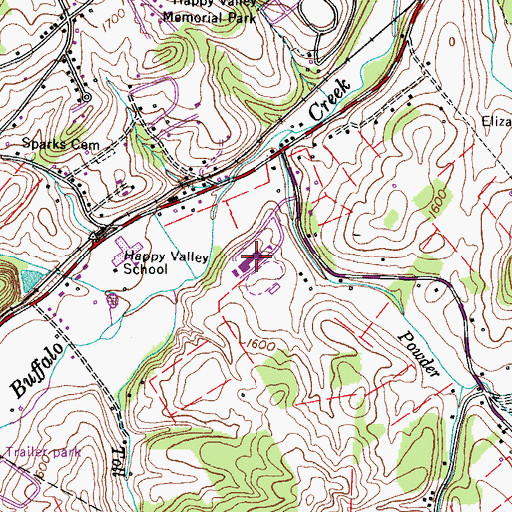 Topographic Map of Happy Valley High School, TN