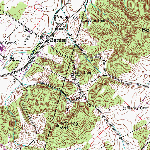 Topographic Map of Lilly Memorial Church (historical), TN