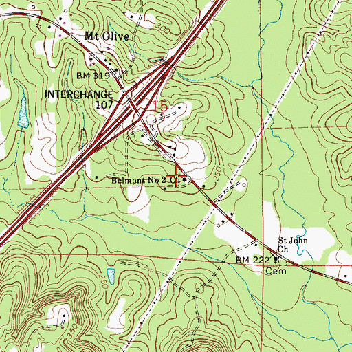 Topographic Map of Belmont Number 2 Church, AL