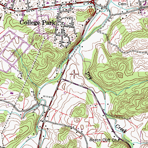 Topographic Map of Okolona Estates, TN